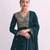 Teal embroidered vichitra semi-stitched anarkali suit