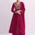 Red embroidered vichitra semi-stitched anarkali suit
