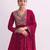 Red embroidered vichitra semi-stitched anarkali suit