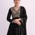 Black embroidered vichitra semi-stitched anarkali suit