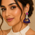 Blue enamel meenakari diamond dangler earrings