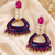 Blue enamel meenakari diamond dangler earrings