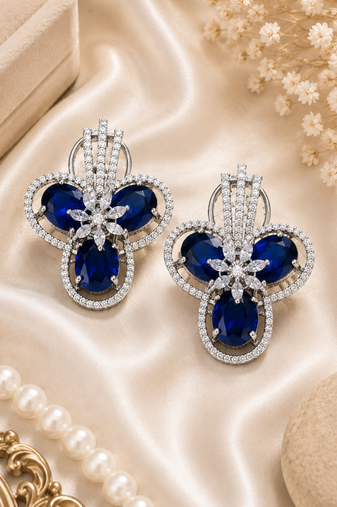 Diamond floral cluster earrings