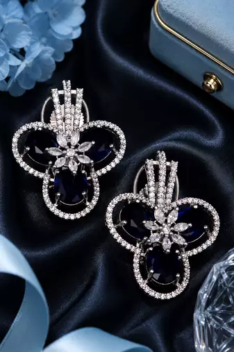 Diamond floral cluster earrings