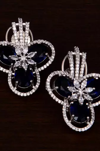 Diamond floral cluster earrings