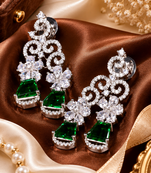 Emerald Petal Cascade Diamond Earrings