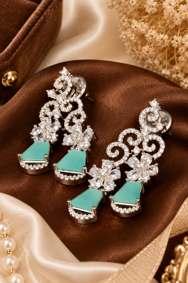 Mint blossom diamond earrings