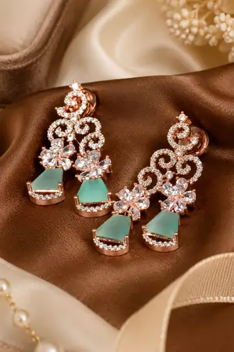 Mint rose filigree diamond drops