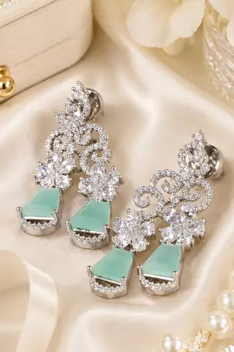 Mint blossom diamond earrings