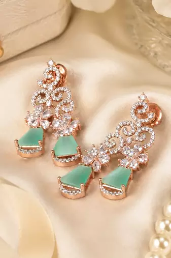 Mint rose filigree diamond drops
