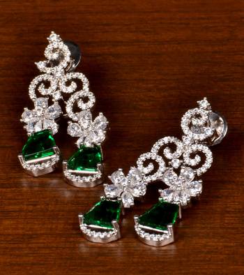 Emerald Petal Cascade Diamond Earrings 3
