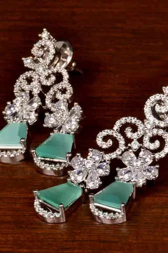 Mint blossom diamond earrings