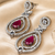 Ruby Diamond Halo Drop Earrings