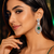 Emerald diamond halo drop earrings