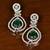 Emerald diamond halo drop earrings