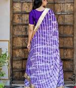 Purple Lace Work Viscose Georgette Lehenga Blouse Duppatta Set