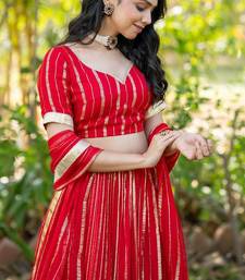 Red Zari Georgette Lehenga Blouse Duppatta Set