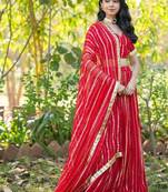 Red Zari Georgette Lehenga Blouse Duppatta Set