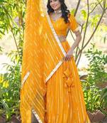 Yellow Zari Georgette  Lehenga Blouse Duppatta Set