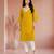 Mustard cotton handwork kurta with pant