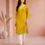 Mustard cotton handwork kurta with pant