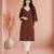 Brown cotton handwork kurta with pant