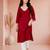 Maroon cotton handwork kurta with pant