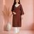 Brown cotton handwork kurta with pant