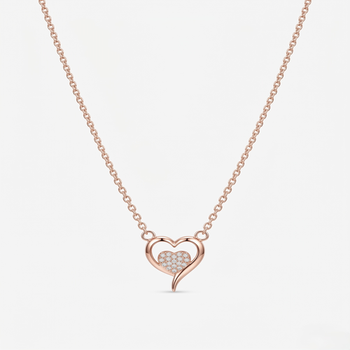 925 Sterling Silver Rose Gold Plated Heart Pendant Necklace for Women with Cubic Zirconia 1