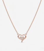 925 Sterling Silver Rose Gold Plated Heart Pendant Necklace for Women with Cubic Zirconia