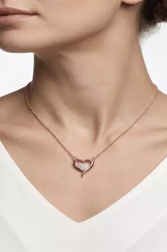 925 Sterling Silver Rose Gold Plated Heart Pendant Necklace for Women with Cubic Zirconia