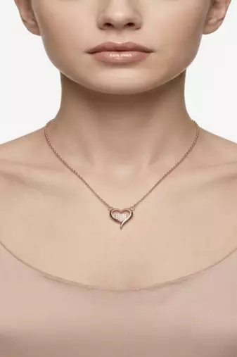 925 Sterling Silver Rose Gold Plated Heart Pendant Necklace for Women with Cubic Zirconia