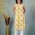 Yellow floral printed cotton straight kurta for women