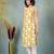 Yellow floral printed cotton straight kurta for women