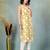Yellow floral printed cotton straight kurta for women