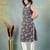 Blue floral printed cotton straight kurta for women