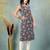 Blue floral printed cotton straight kurta for women