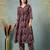 Maroon floral printed cotton stitched a-line kurta set with pyjama for women