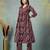 Maroon floral printed cotton stitched a-line kurta set with pyjama for women