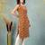 Brown floral printed cotton straight kurta for women