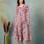 Cream floral printed cotton stitched a-line kurta set with pyjama for women