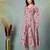 Cream floral printed cotton stitched a-line kurta set with pyjama for women