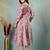 Cream floral printed cotton stitched a-line kurta set with pyjama for women