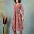 Brown floral printed cotton stitched a-line kurta set with pyjama for women
