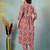 Brown floral printed cotton stitched a-line kurta set with pyjama for women