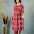 Red floral printed cotton stitched a-line kurta set with pyjama for women