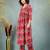 Red floral printed cotton stitched a-line kurta set with pyjama for women