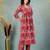 Red floral printed cotton stitched a-line kurta set with pyjama for women