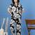 Black printed cotton peter pan collar co-ord night suit for women