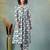Grey floral printed cotton stitched a-line kurta set with pyjama for women